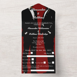 Invitation Tout En Un Mariage Élégant Moderne d'Hommes Gays
