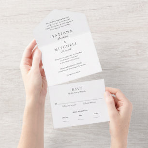 Invitation Tout En Un Mariage Élégant Noir et Blanc Classique