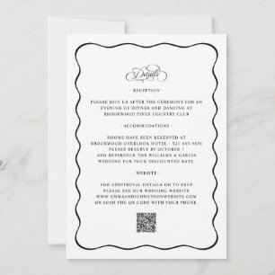 Invitation Tout en un mariage élégant QR Calligraphie noire