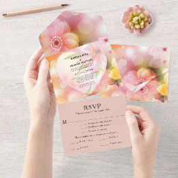 Invitation Tout En Un Mariage Élégant Romantique Fleur Orange Rose