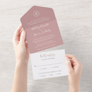 Invitation Tout En Un Mariage Élégant Rose Poussiéreuse Traditionnel