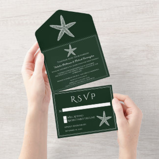Invitation Tout En Un Mariage Emerald Green Starfish