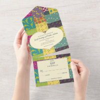 Mariage en forme de coeur et de surface de patchwo