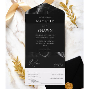 Invitation Tout En Un Mariage en marbre noir