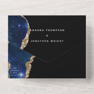 Invitation Tout En Un Mariage en pierre d'agate de galaxie