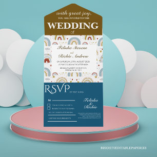 Invitation Tout En Un Mariage en terre cuite de Boho clair Rainbows