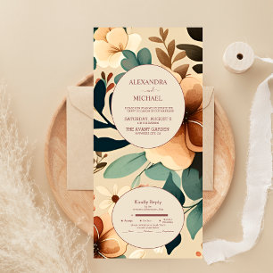 Invitation Tout En Un Mariage en terre cuite Retro Vintage Sixties