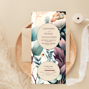 Invitation Tout En Un Mariage en terre cuite Retro Vintage Sixties