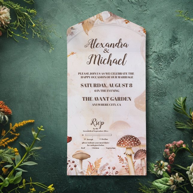 Invitation Tout En Un Mariage Enchanté de la Forêt de Champignons (Créateur téléchargé)