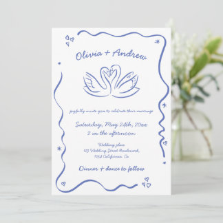 Invitation Tout en Un Mariage Fantaisiste Funky Dessiné à la