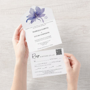 Invitation Tout En Un Mariage Feuille Purple Iris