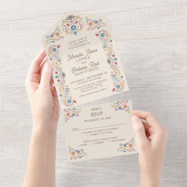 Invitation Tout En Un Mariage Fiesta Boho (Déchirure)