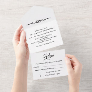 Invitation Tout En Un Mariage Flèche Noire et Blanche à Nœud Celtique