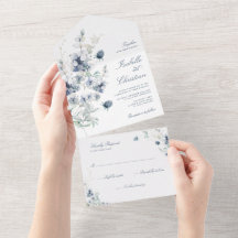 Mariage Fleur de Fauvette Bleu Poussiéreux et Feui