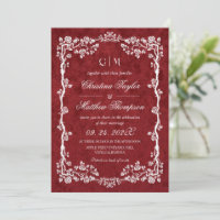 Tout en Un Mariage Fleur Florale Rouge Faux Velour