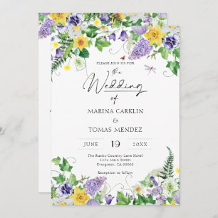 Invitation Tout en un Mariage Fleur sauvage Boho