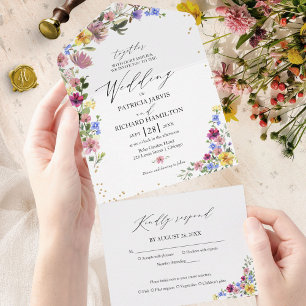 Invitation Tout En Un Mariage Fleur sauvage Boho