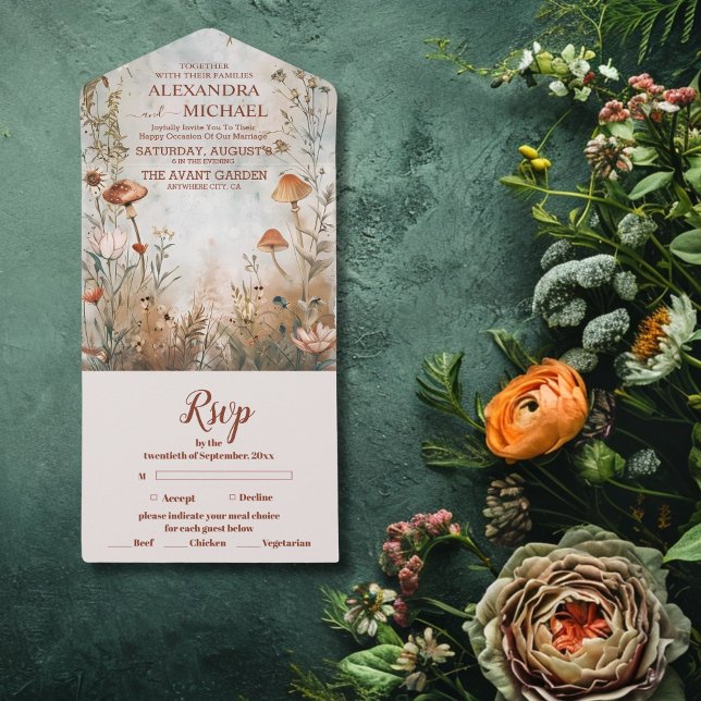Invitation Tout En Un Mariage fleur sauvage Boho Pays (Créateur téléchargé)