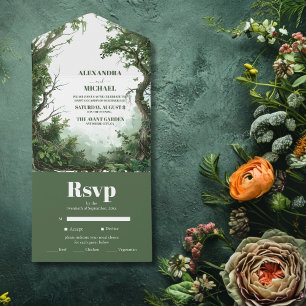 Invitation Tout En Un Mariage Fleur sauvage Boho Watercolor Mountain