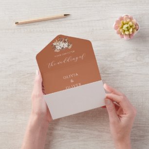 Invitation Tout En Un Mariage fleur sauvage de chute en terre cuite aqua