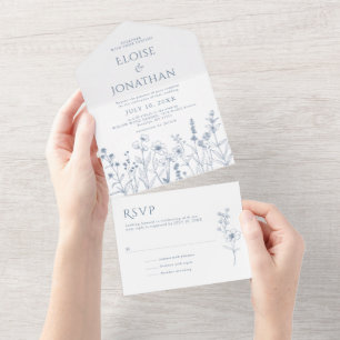 Invitation Tout En Un Mariage Fleur sauvage de périphérique minimaliste 