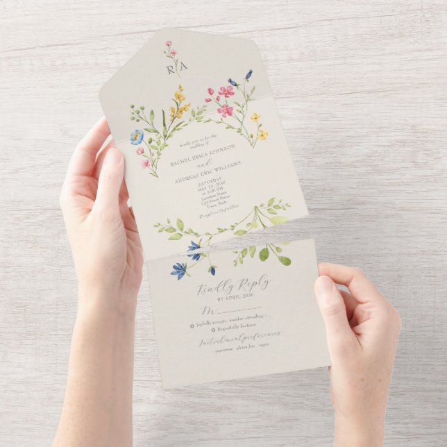 Invitation Tout En Un Mariage Fleur sauvage du pays Boho (Déchirure)