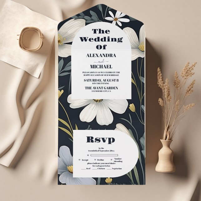 Invitation Tout En Un Mariage Fleur sauvage Elegant Boho (Créateur téléchargé)