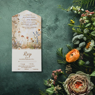 Invitation Tout En Un Mariage Fleur sauvage Elegant Boho
