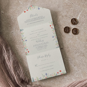 Invitation Tout En Un Mariage Fleur sauvage multicouleur