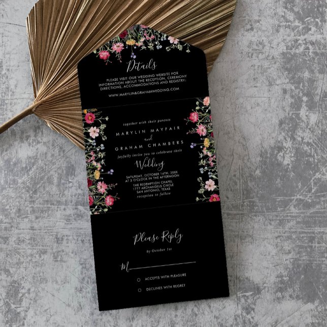 Invitation Tout En Un Mariage Fleur sauvage multicouleur de jardin (Créateur téléchargé)
