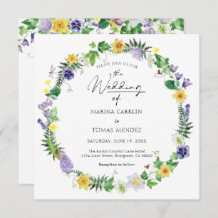 Invitation Tout en un   Mariage Fleur sauvage rustique