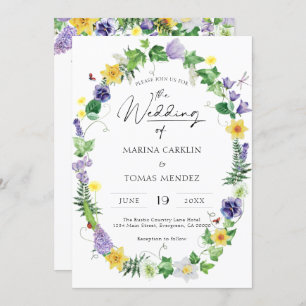 Invitation Tout en un Mariage Fleur sauvage rustique