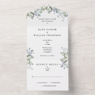 Invitation Tout En Un Mariage Floral à la Sauge et au Lilas