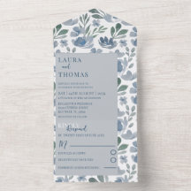 Mariage Floral Aquarelle Bleu Bohème  