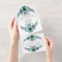 Mariage Floral Aquarelle Vert Et Violet