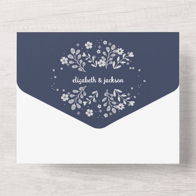 Invitation Tout En Un Mariage floral blanc (Verso)