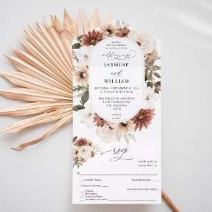 Invitation Tout En Un Mariage floral de Boho neutre rustique