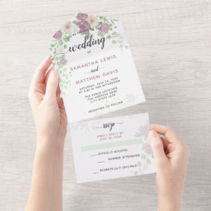 Invitation Tout En Un Mariage Floral Élégant de Printemps 