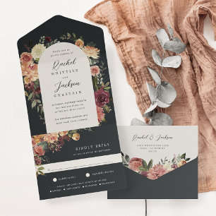 Invitation Tout En Un Mariage floral en fleurs rustiques
