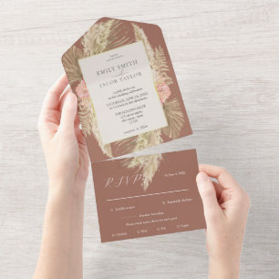 Invitation Tout En Un Mariage floral en terre cuite Boho