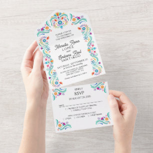 Invitation Tout En Un Mariage floral Fiesta
