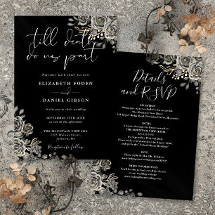 Invitation Tout En Un Mariage Floral Gothique Noir Et Blanc