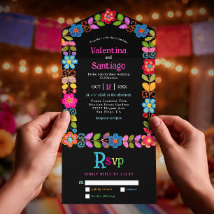 Invitation Tout En Un Mariage floral mexicain moderne