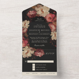 Invitation Tout En Un Mariage floral peint baroque