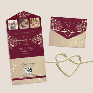 Invitation Tout En Un Mariage Floral Romantique en Bourgogne