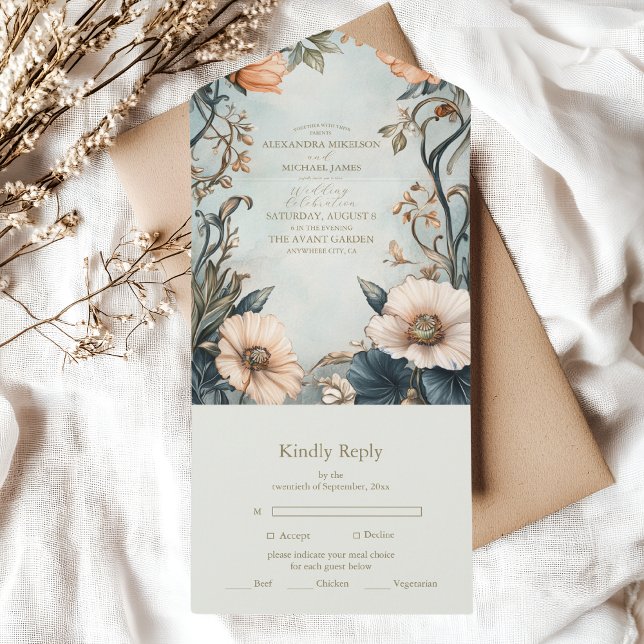 Invitation Tout En Un Mariage Floral Royal victorien (Créateur téléchargé)