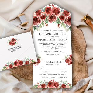 Invitation Tout En Un Mariage Floral Rustique Campagnard Marsala