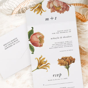 Invitation Tout En Un Mariage floral rustique chic