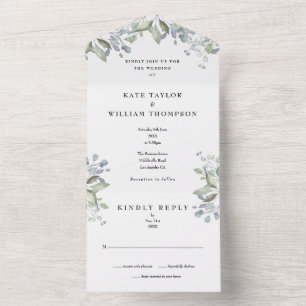 Invitation Tout En Un Mariage Floral Sage Et Lilac
