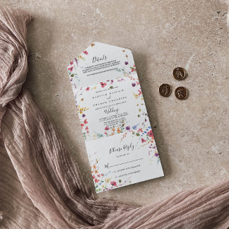 Invitation Tout En Un Mariage floral sauvage classique